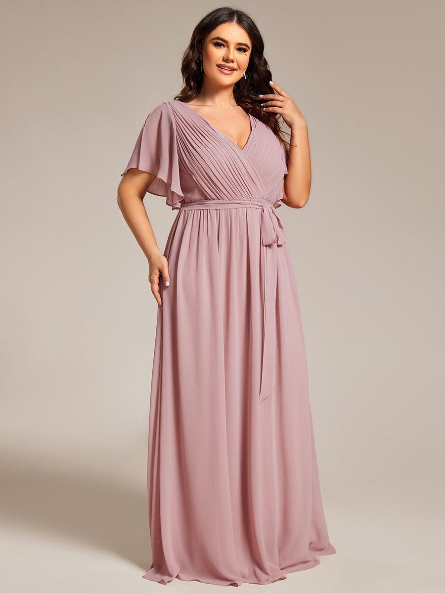 ever LEORA|Abito da damigella in chiffon con scollatura a V e maniche flottanti