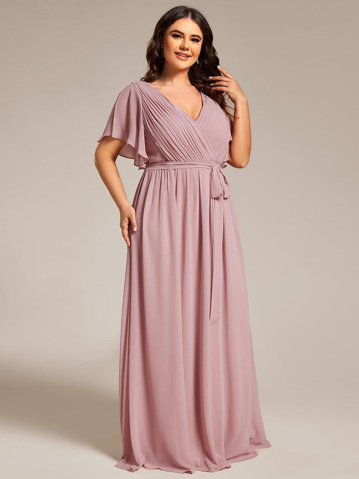 ever LEORA|Abito da damigella in chiffon con scollatura a V e maniche flottanti