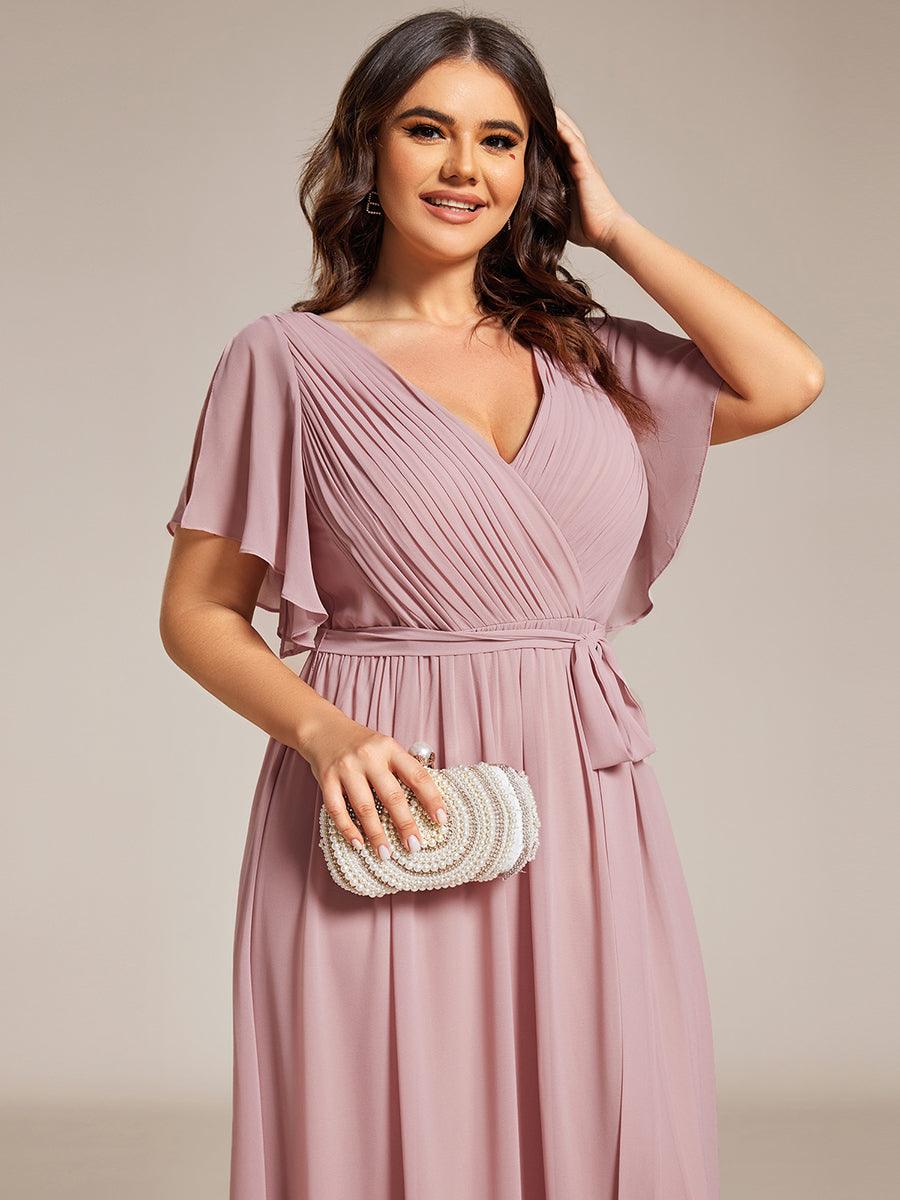 ever LEORA|Abito da damigella in chiffon con scollatura a V e maniche flottanti