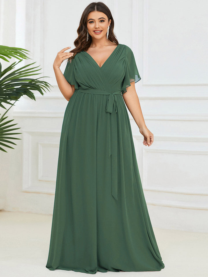 ever LEORA|Abito da damigella in chiffon con scollatura a V e maniche flottanti