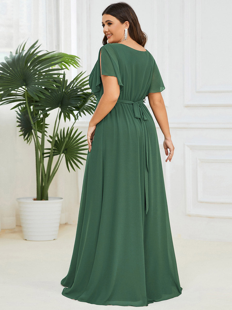 ever LEORA|Abito da damigella in chiffon con scollatura a V e maniche flottanti