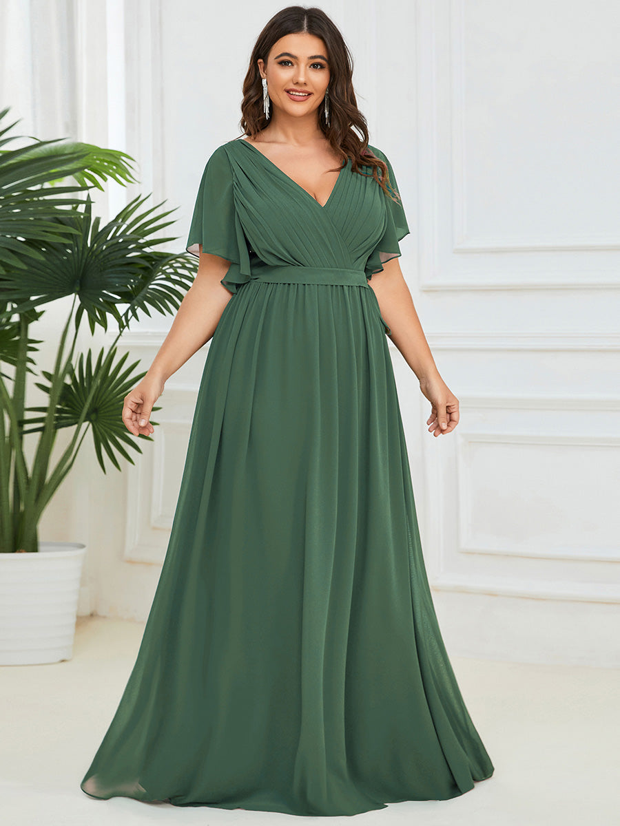 ever LEORA|Abito da damigella in chiffon con scollatura a V e maniche flottanti