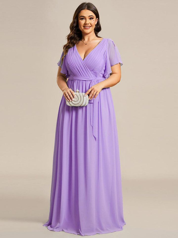 ever LEORA|Abito da damigella in chiffon con scollatura a V e maniche flottanti