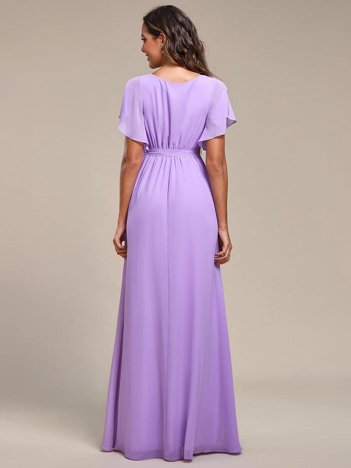 ever LEORA|Abito da damigella in chiffon con scollatura a V e maniche flottanti