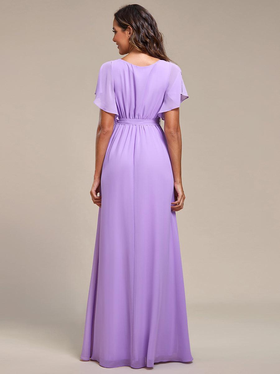 ever LEORA|Abito da damigella in chiffon con scollatura a V e maniche flottanti