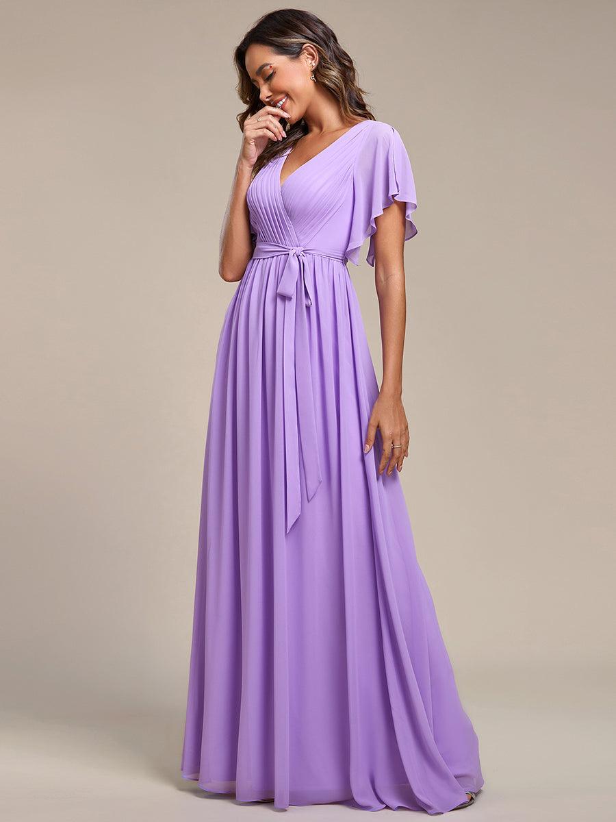 ever LEORA|Abito da damigella in chiffon con scollatura a V e maniche flottanti