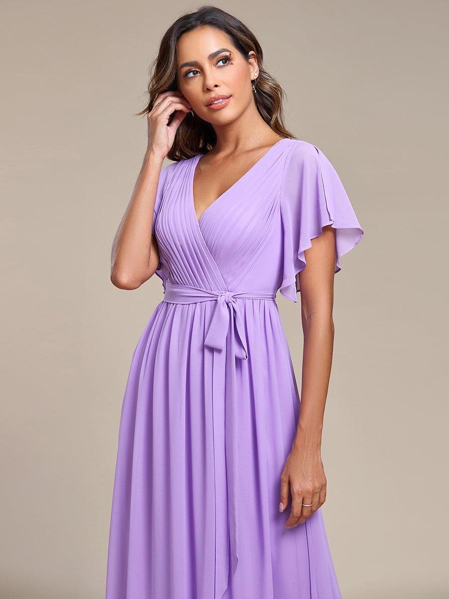 ever LEORA|Abito da damigella in chiffon con scollatura a V e maniche flottanti