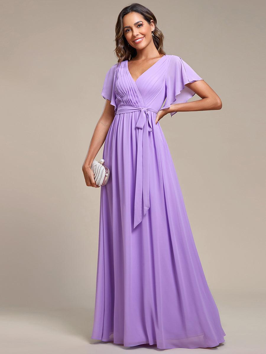 ever LEORA|Abito da damigella in chiffon con scollatura a V e maniche flottanti