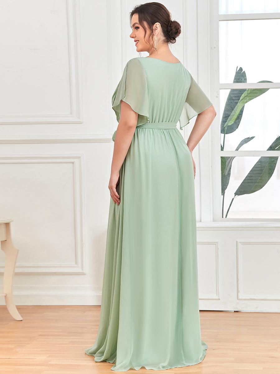 ever LEORA|Abito da damigella in chiffon con scollatura a V e maniche flottanti