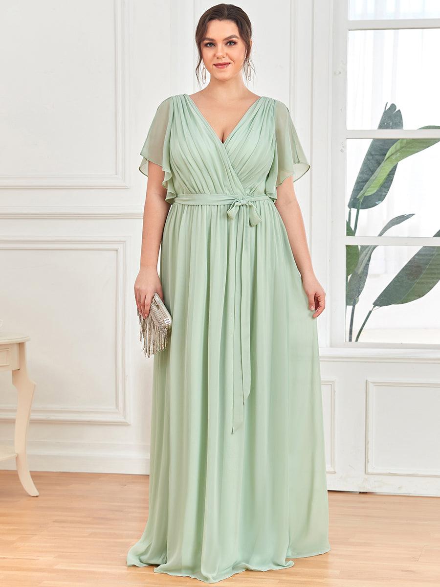 ever LEORA|Abito da damigella in chiffon con scollatura a V e maniche flottanti