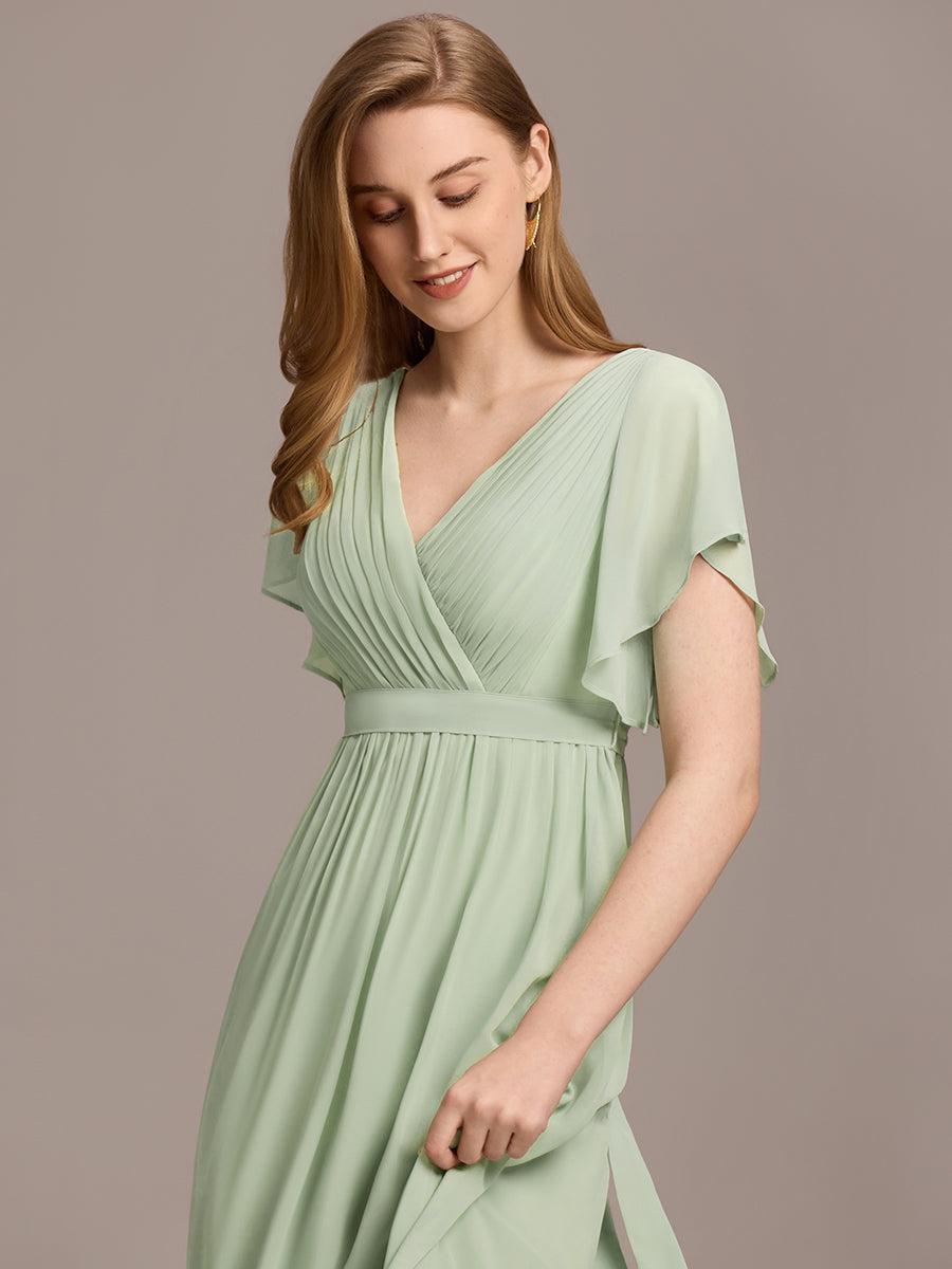 ever LEORA|Abito da damigella in chiffon con scollatura a V e maniche flottanti