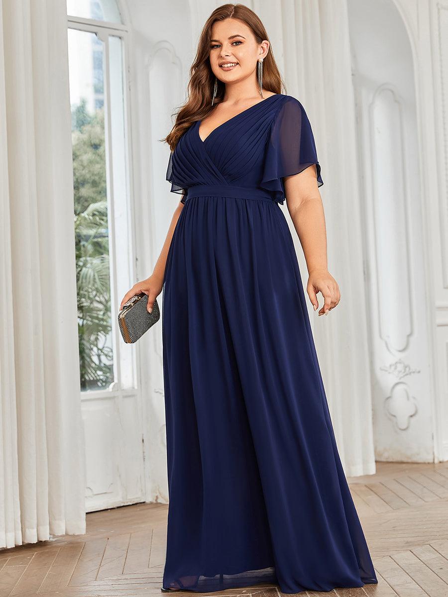 ever LEORA|Abito da damigella in chiffon con scollatura a V e maniche flottanti