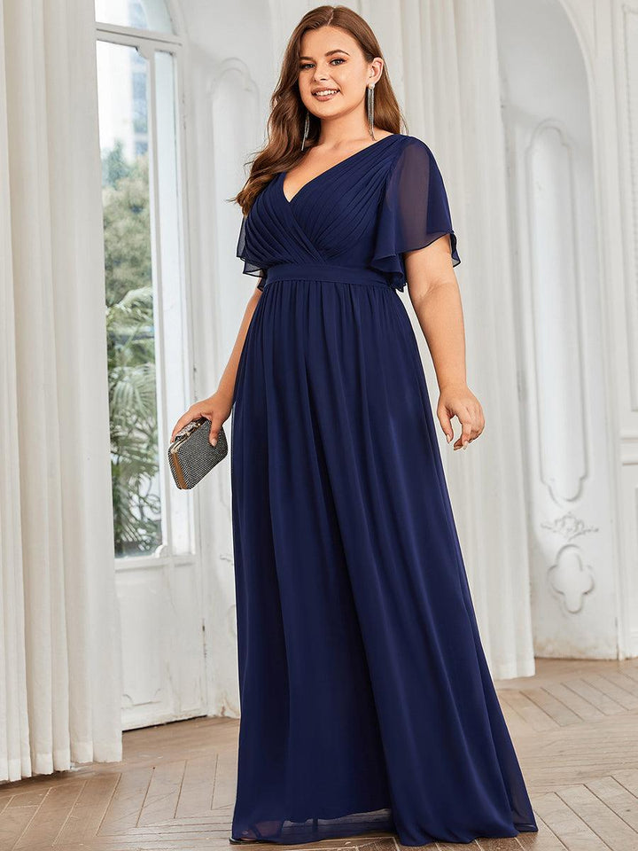 ever LEORA|Abito da damigella in chiffon con scollatura a V e maniche flottanti