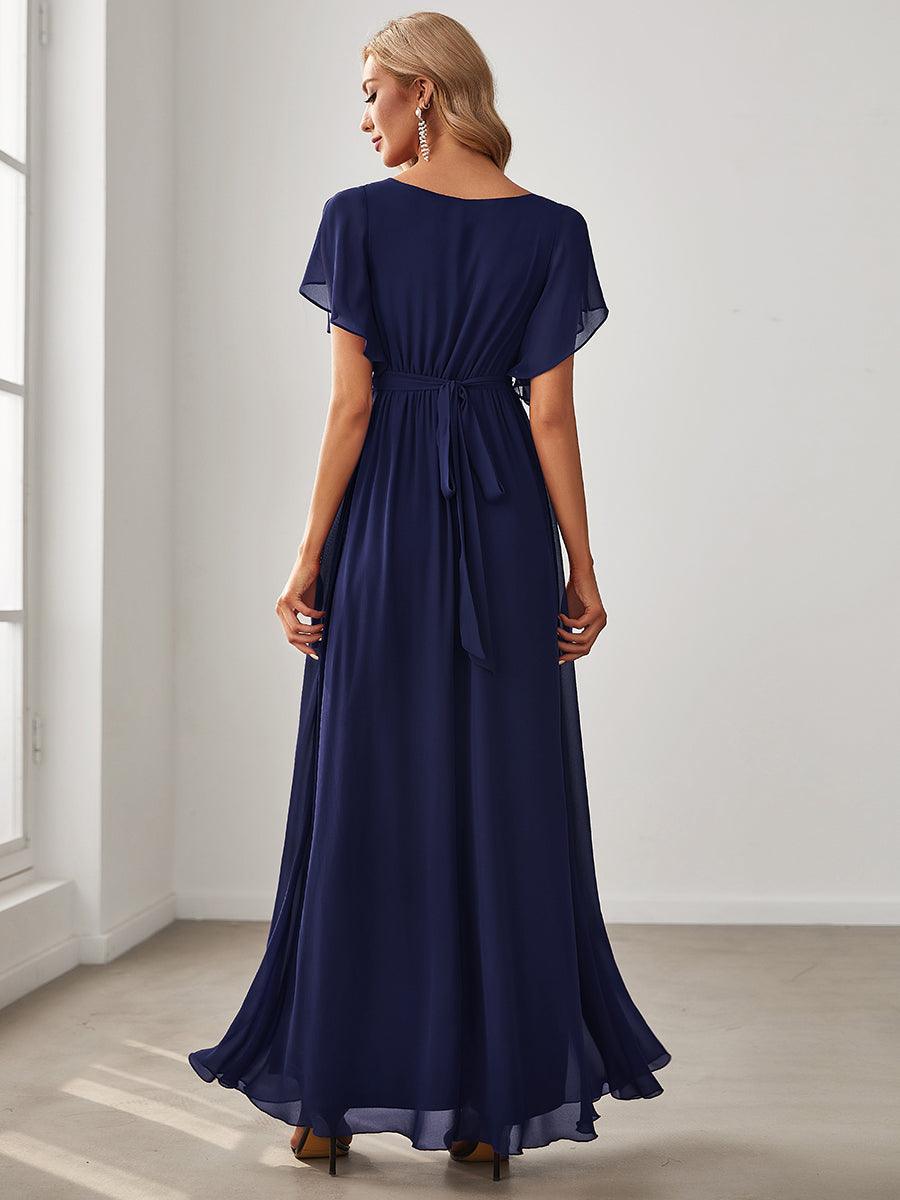 ever LEORA|Abito da damigella in chiffon con scollatura a V e maniche flottanti