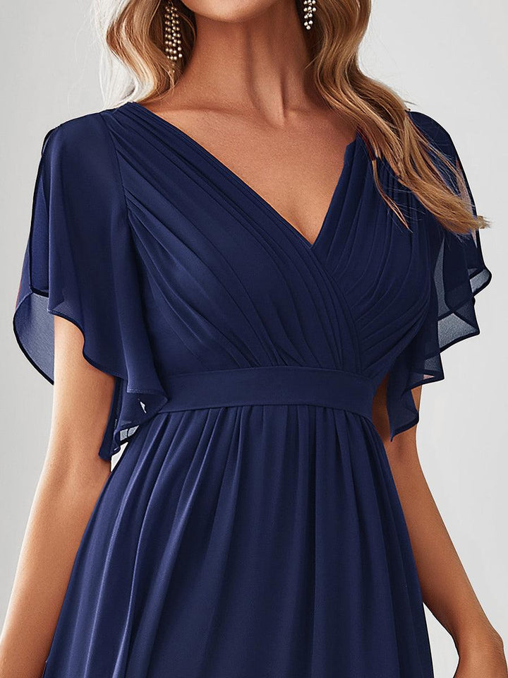 ever LEORA|Abito da damigella in chiffon con scollatura a V e maniche flottanti