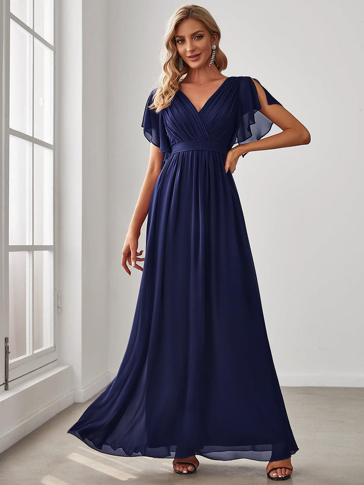 ever LEORA|Abito da damigella in chiffon con scollatura a V e maniche flottanti