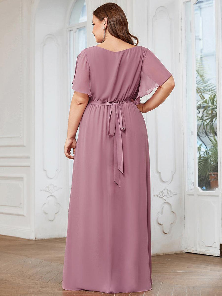 ever LEORA|Abito da damigella in chiffon con scollatura a V e maniche flottanti