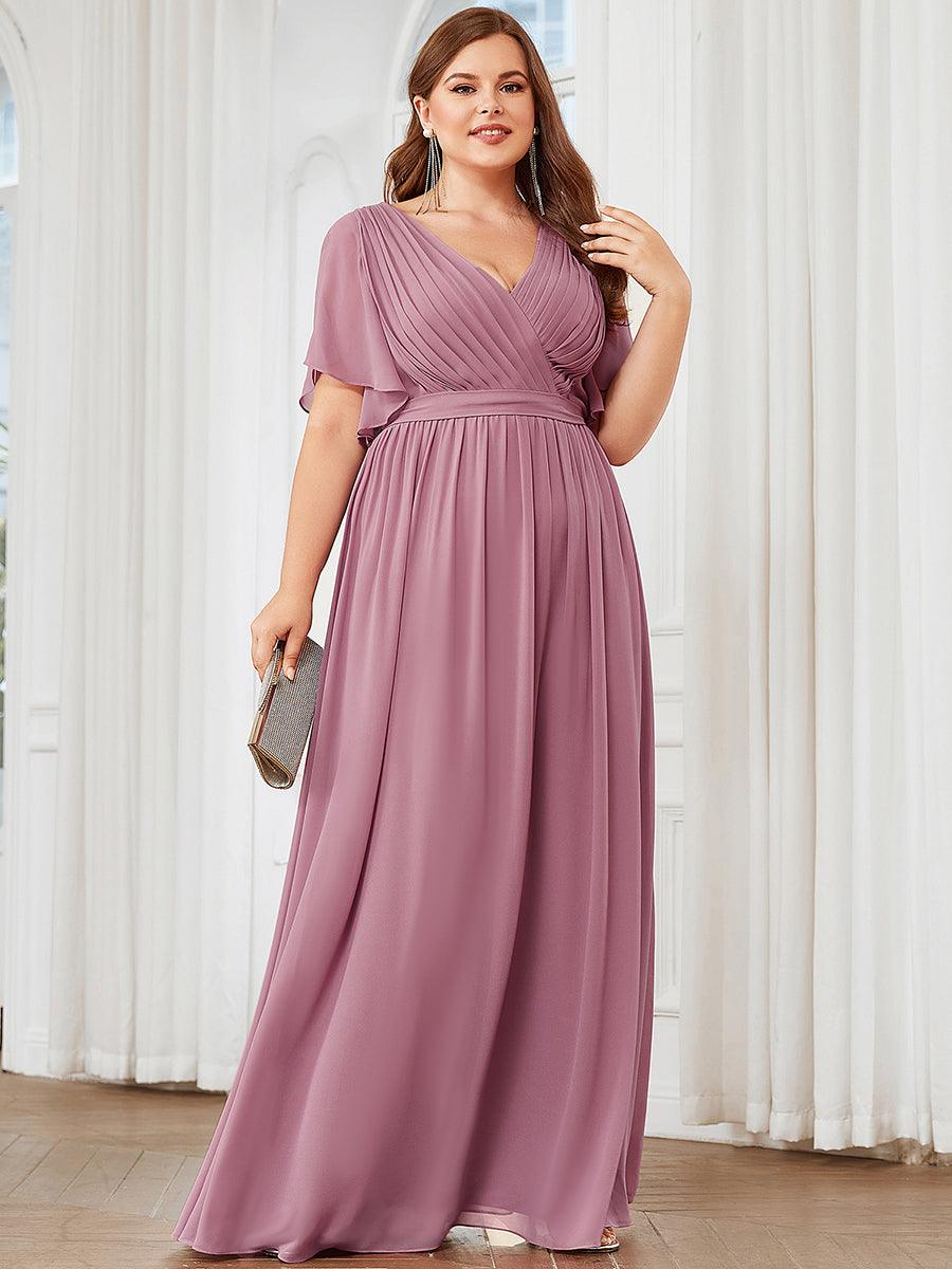 ever LEORA|Abito da damigella in chiffon con scollatura a V e maniche flottanti