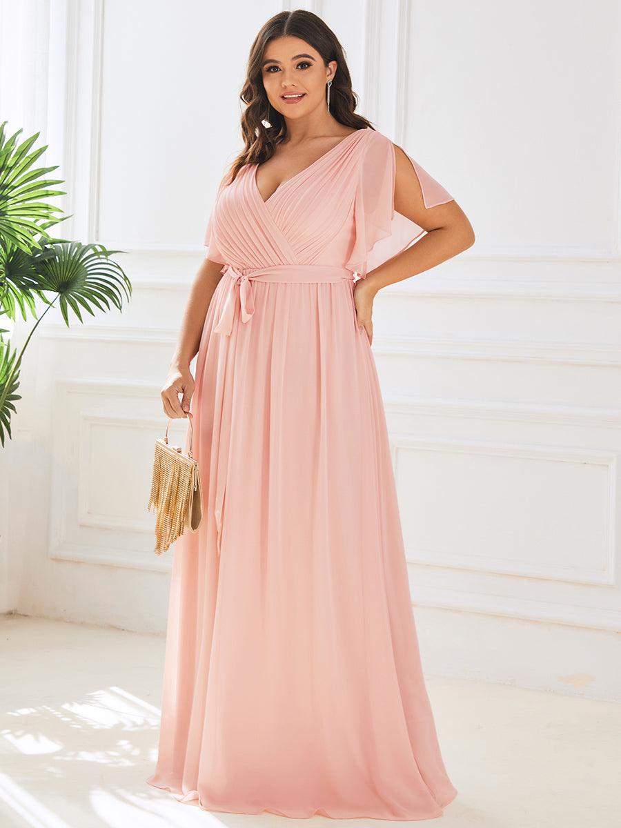 ever LEORA|Abito da damigella in chiffon con scollatura a V e maniche flottanti