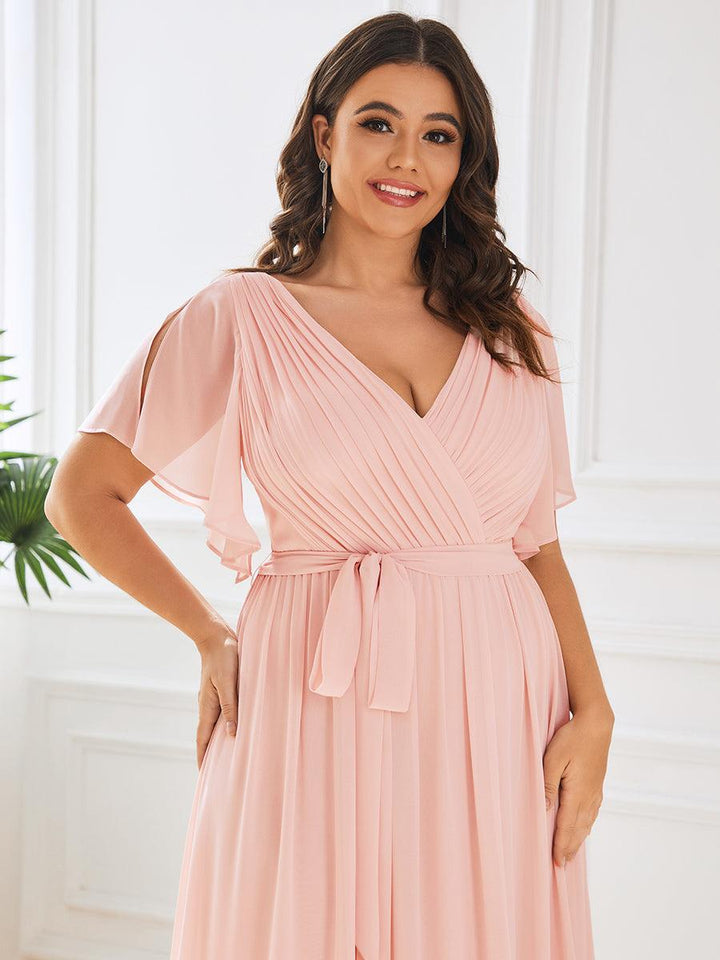 ever LEORA|Abito da damigella in chiffon con scollatura a V e maniche flottanti