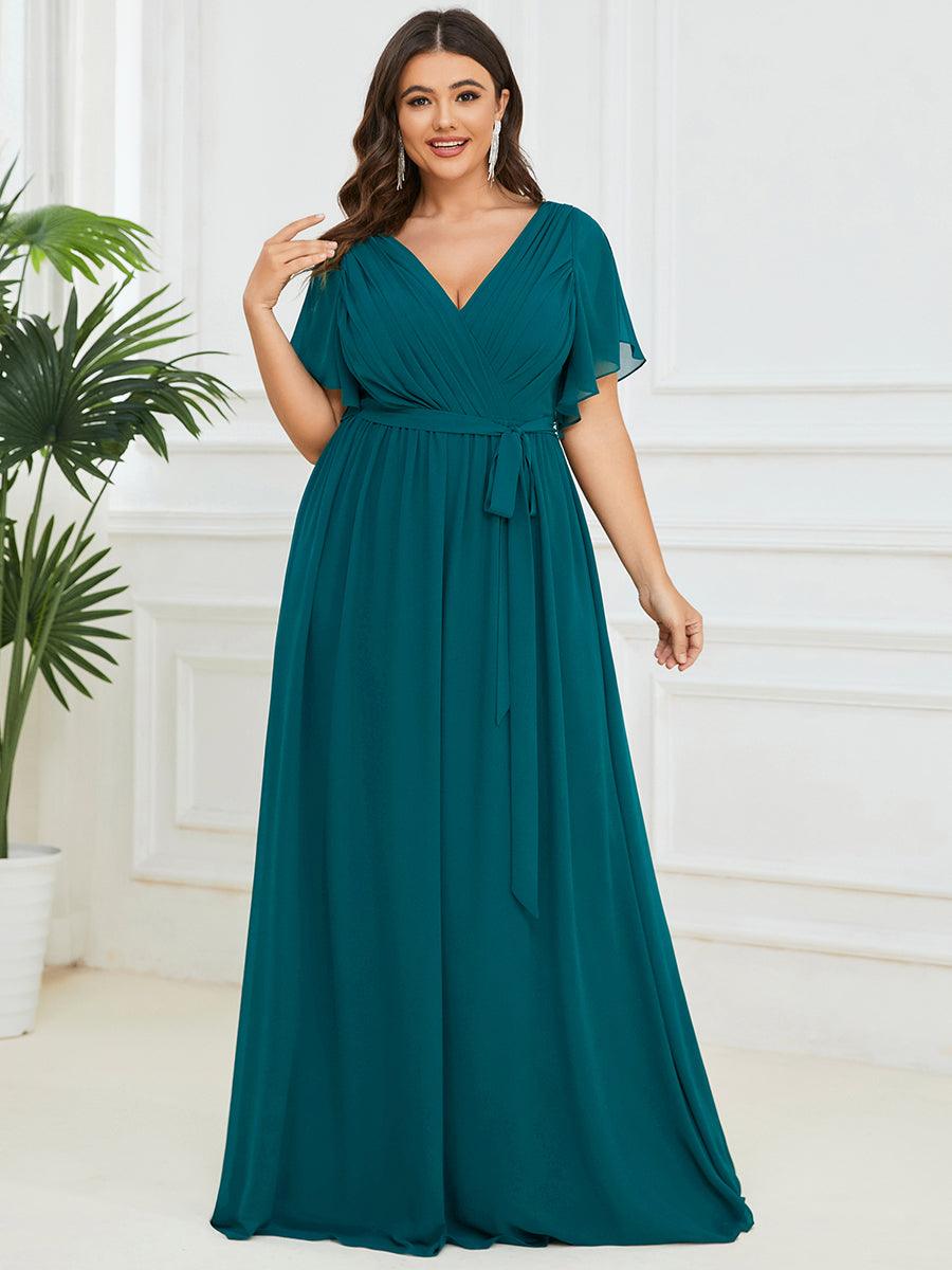 ever LEORA|Abito da damigella in chiffon con scollatura a V e maniche flottanti