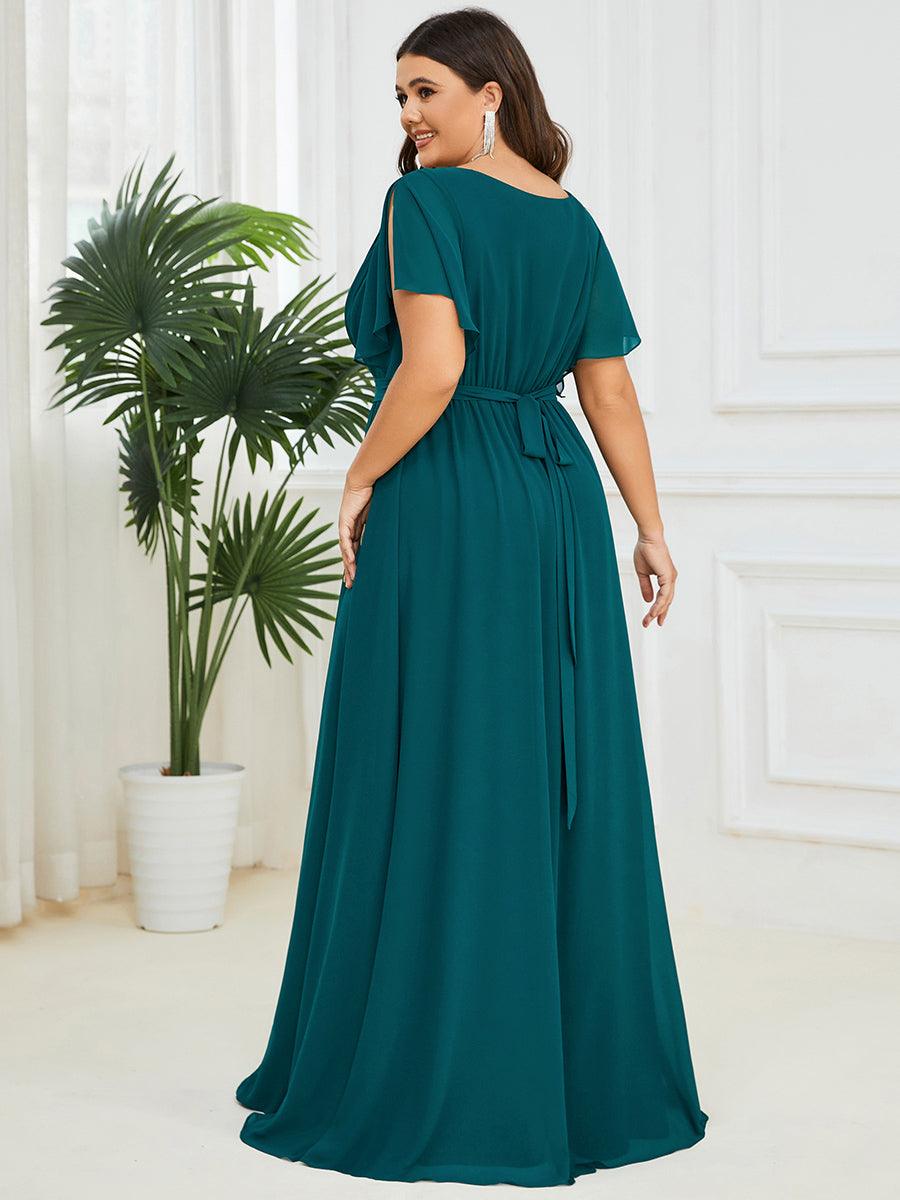 ever LEORA|Abito da damigella in chiffon con scollatura a V e maniche flottanti