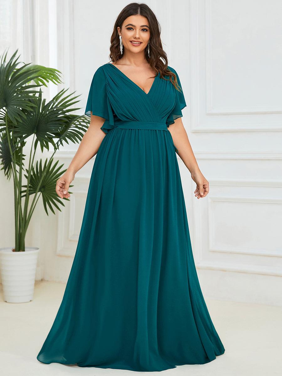 ever LEORA|Abito da damigella in chiffon con scollatura a V e maniche flottanti
