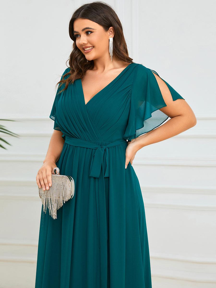 ever LEORA|Abito da damigella in chiffon con scollatura a V e maniche flottanti