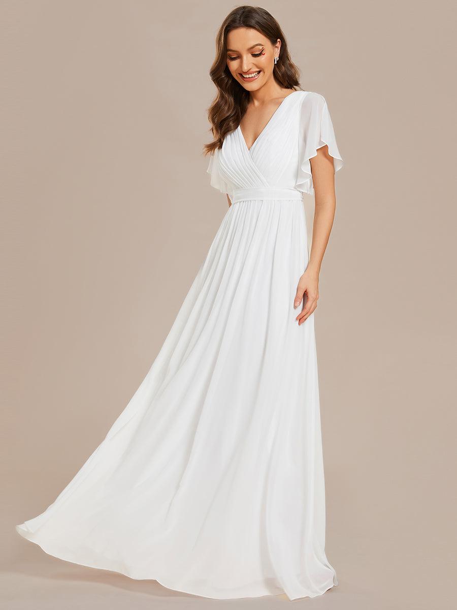 ever LEORA|Abito da damigella in chiffon con scollatura a V e maniche flottanti