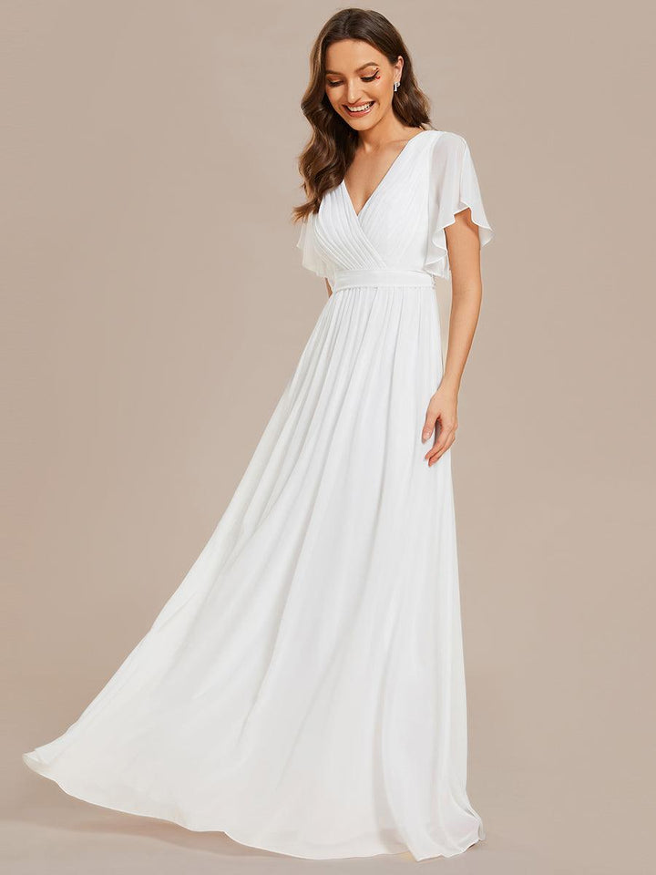 ever LEORA|Abito da damigella in chiffon con scollatura a V e maniche flottanti