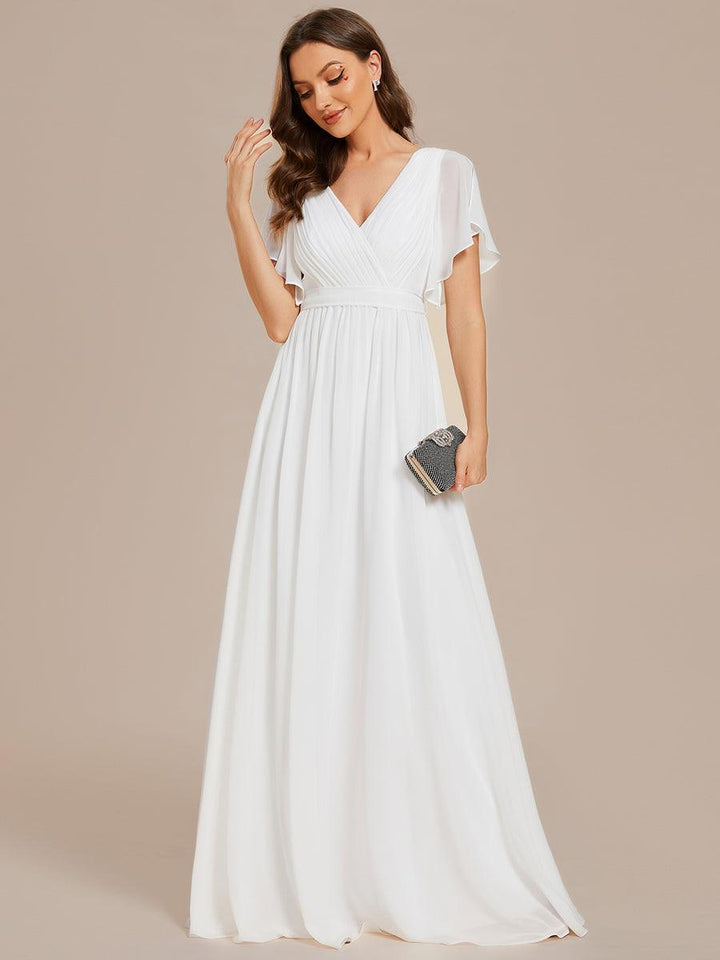 ever LEORA|Abito da damigella in chiffon con scollatura a V e maniche flottanti