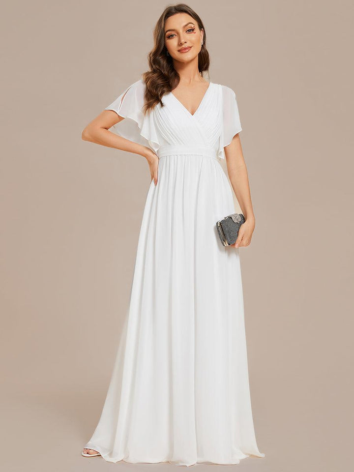 ever LEORA|Abito da damigella in chiffon con scollatura a V e maniche flottanti