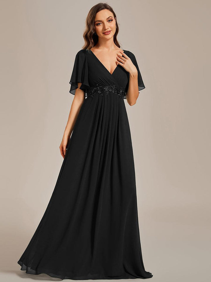 ever IVYROSE|Abito da sera elegante in chiffon di seta con maniche fluttuanti