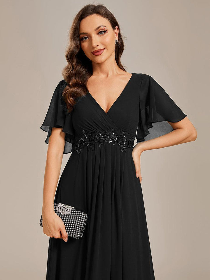 ever IVYROSE|Abito da sera elegante in chiffon di seta con maniche fluttuanti