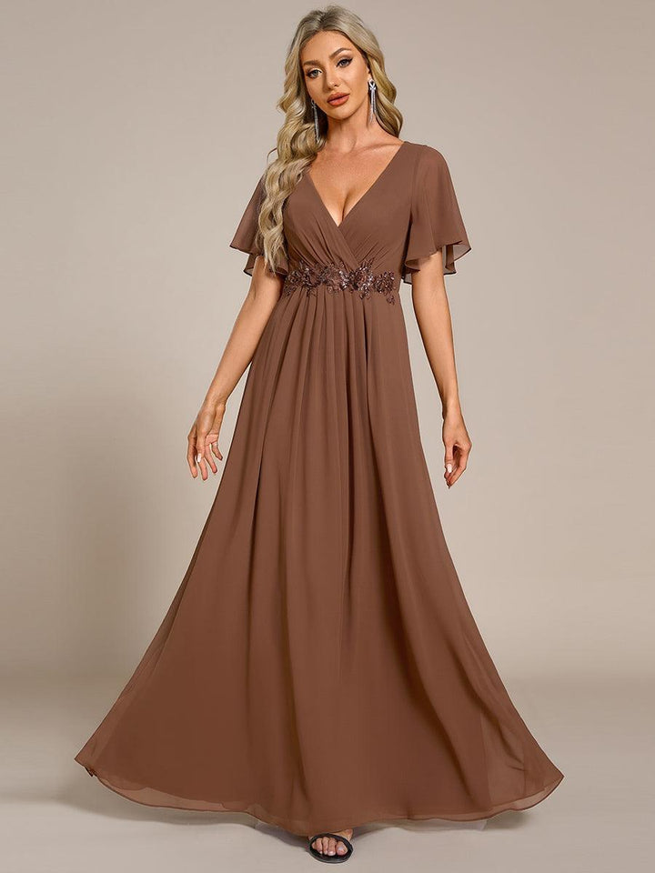 ever IVYROSE|Abito da sera elegante in chiffon di seta con maniche fluttuanti
