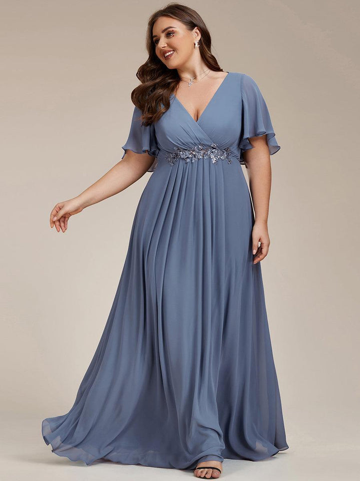ever IVYROSE|Abito da sera elegante in chiffon di seta con maniche fluttuanti