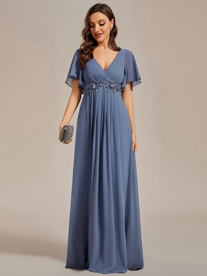 ever IVYROSE|Abito da sera elegante in chiffon di seta con maniche fluttuanti