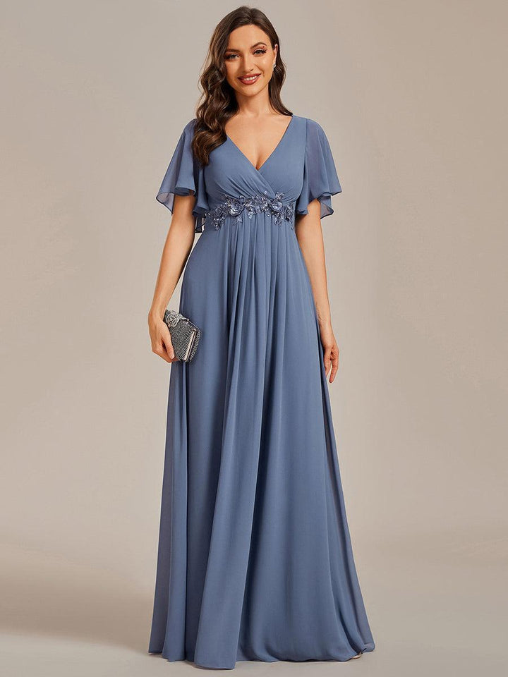 ever IVYROSE|Abito da sera elegante in chiffon di seta con maniche fluttuanti