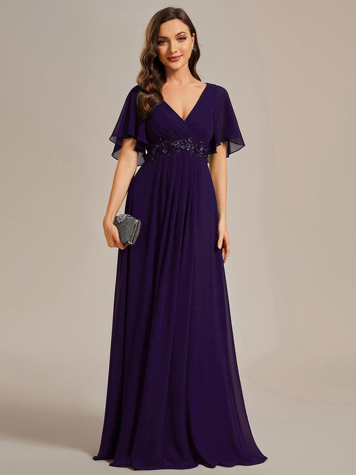ever IVYROSE|Abito da sera elegante in chiffon di seta con maniche fluttuanti
