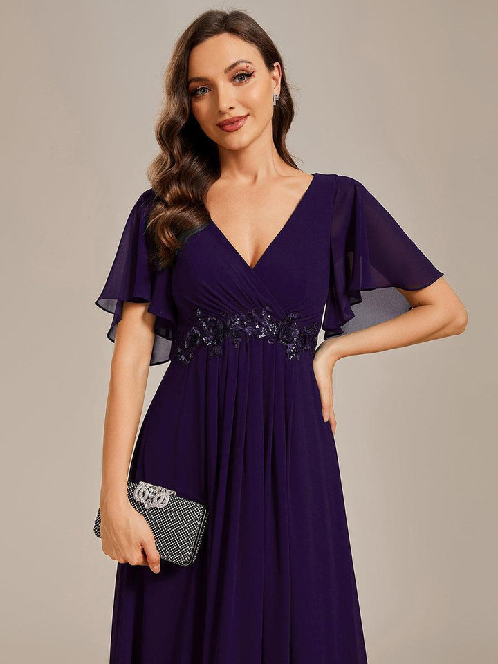 ever IVYROSE|Abito da sera elegante in chiffon di seta con maniche fluttuanti