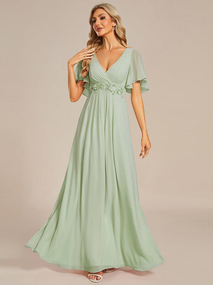 ever IVYROSE|Abito da sera elegante in chiffon di seta con maniche fluttuanti