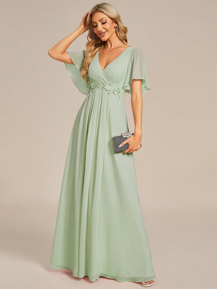 ever IVYROSE|Abito da sera elegante in chiffon di seta con maniche fluttuanti