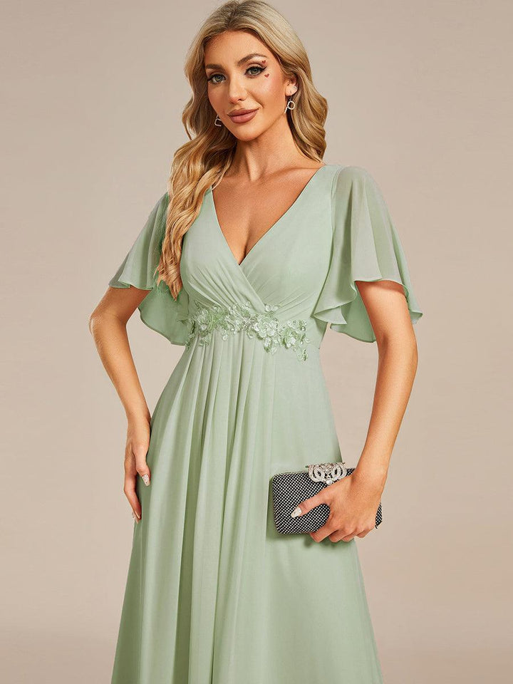 ever IVYROSE|Abito da sera elegante in chiffon di seta con maniche fluttuanti