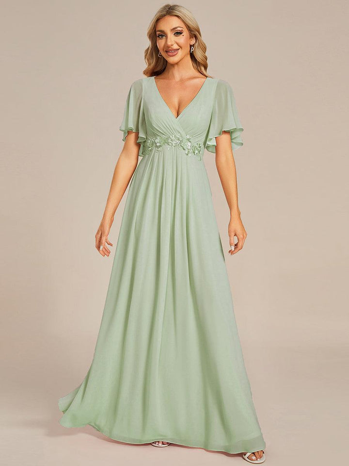 ever IVYROSE|Abito da sera elegante in chiffon di seta con maniche fluttuanti