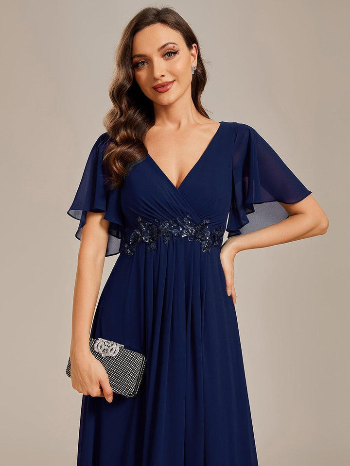 ever IVYROSE|Abito da sera elegante in chiffon di seta con maniche fluttuanti