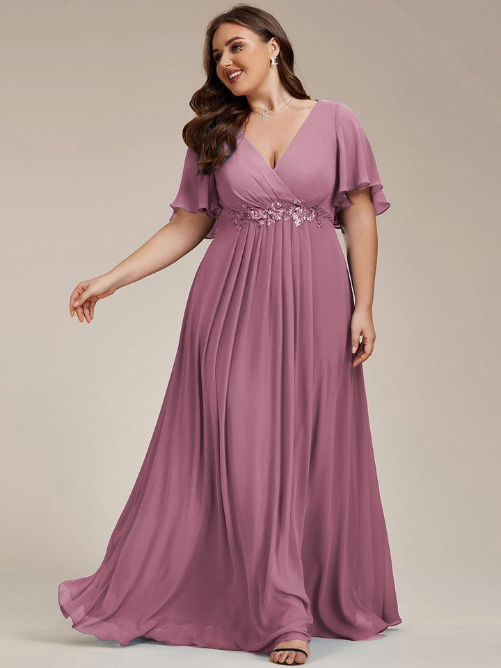 ever IVYROSE|Abito da sera elegante in chiffon di seta con maniche fluttuanti