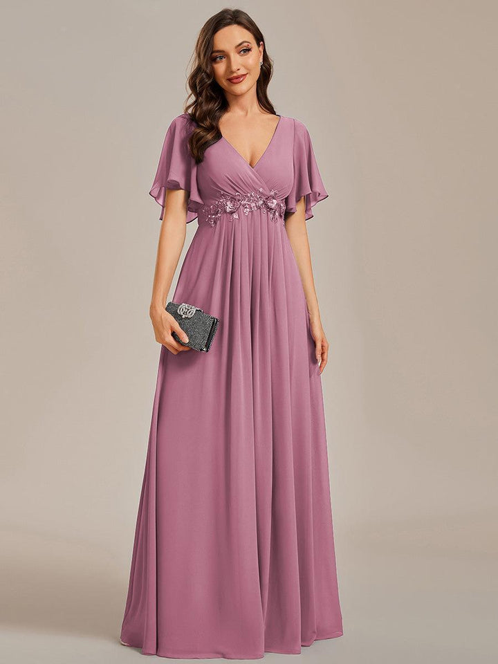 ever IVYROSE|Abito da sera elegante in chiffon di seta con maniche fluttuanti