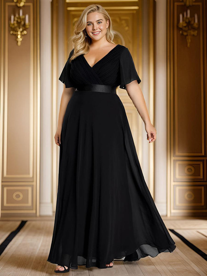 ever MONICA|Abito da matrimonio invitata fluido elegante in mussola a vita alta