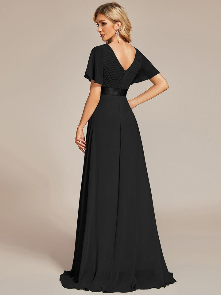 ever MONICA|Abito da matrimonio invitata fluido elegante in mussola a vita alta
