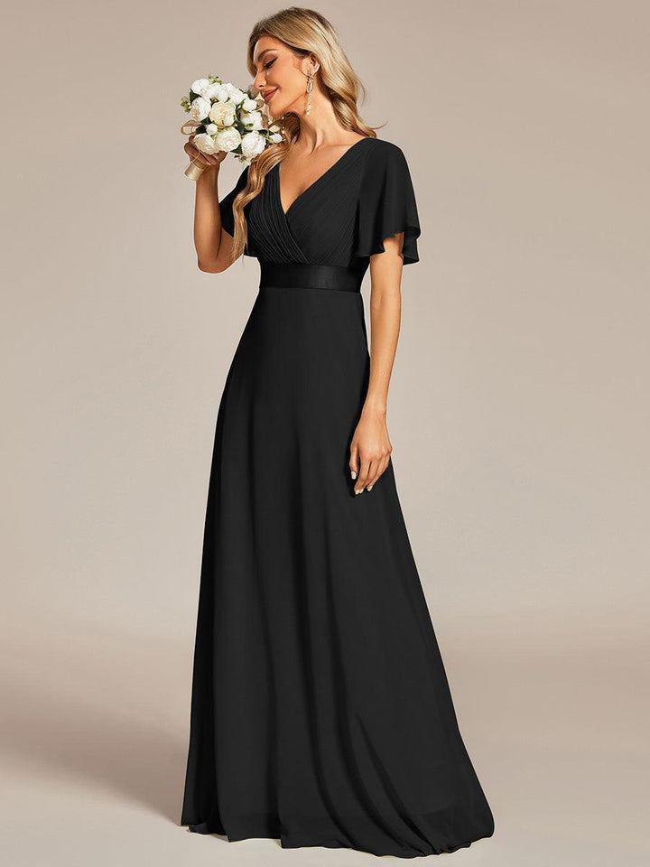 ever MONICA|Abito da matrimonio invitata fluido elegante in mussola a vita alta